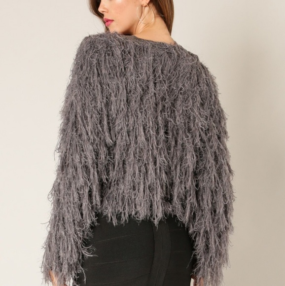 💋LAST 1💋Charcoal Gray Fringe Cardigan - Picture 3 of 3